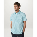 Belstaff Scale Short Sleeve Shirt Garment Dye Cotton in Skyline Blue