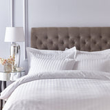 Bianca Fine Linens 200TC Cotton Sateen Stripe White Duvet Cover Set