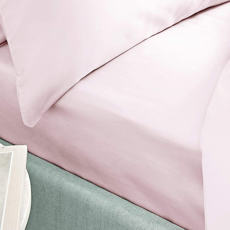 Bianca Fine Linens  Cotton Sateen 400 Thread Count Fitted Sheet Blush