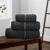 Bianca Fine Linens Zero Twist Satin Stitch Hand Towel in Black