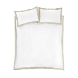 Bianca Fine Linens Oxford Lace 200 Thread Count Cotton Double Duvet Cover Set with Pillowcases White Natural