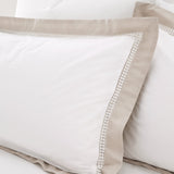 Bianca Fine Linens Oxford Lace 200 Thread Count Cotton King Duvet Cover Set with Pillowcases White Natural