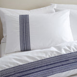 Bianca Fine Linens Remy Embroidery 200 Thread Count Cotton Super King Duvet Cover Set with Pillowcases White Blue