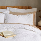 Bianca Fine Linens Waffle 180 Thread Count Cotton Circle Super King Duvet Cover Set with Pillowcases White