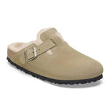 Birkenstock Boston Shearling Suede Leather In Taupe - Regular Fitting