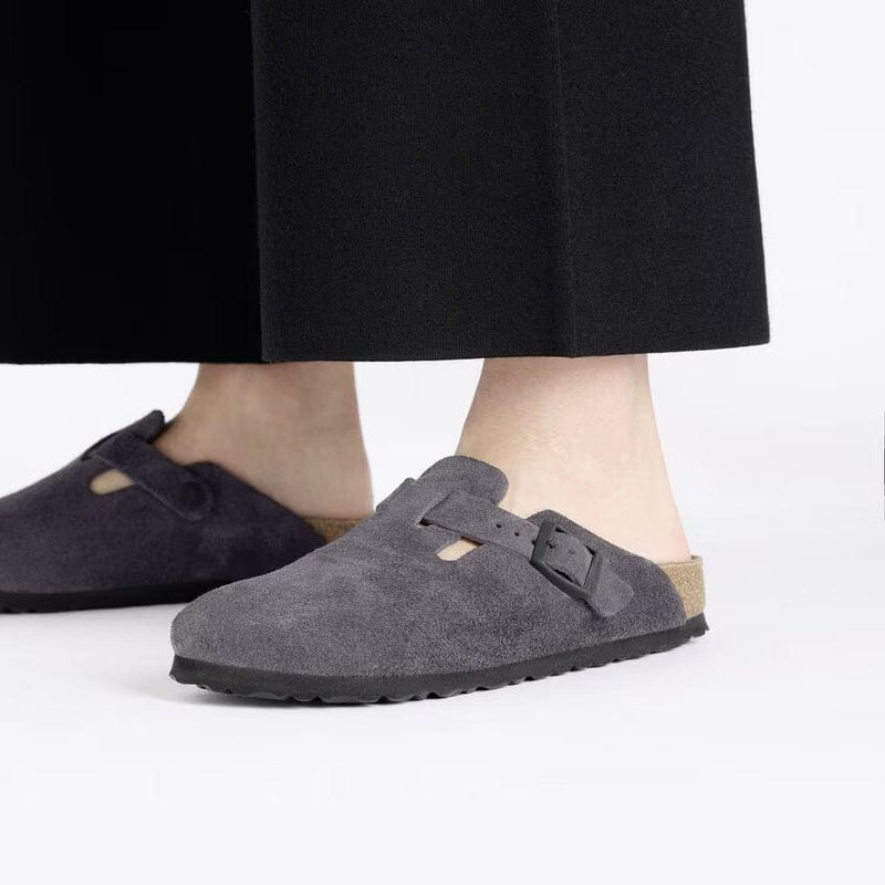 Birkenstock Boston Suede Leather in Velvet Grey, Regular Fit