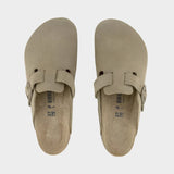 Birkenstock Boston Suede Leather REGULAR Fitting In Faded Khaki