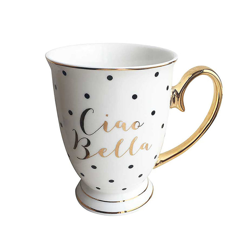 Bombay Duck Ciao Bella Mug White With Black Spots
