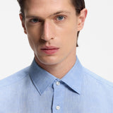 Boss Slim-Fit Shirt In Italian-Made Linen Light Blue