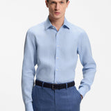 Boss Slim-Fit Shirt In Italian-Made Linen Light Blue