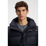 BOSS Longline Water-Repellent Padded Jacket With Hood In Dark Blue