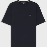 Boss Cotton-Blend Pyjama T-shirt in Dark Blue With Embroidered Logo