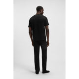 BOSS Cotton-Blend Waffle Pyjama T-Shirt With Embroidered Logo In Black