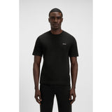 BOSS Cotton-Blend Waffle Pyjama T-Shirt With Embroidered Logo In Black