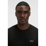 BOSS Cotton-Blend Waffle Pyjama T-Shirt With Embroidered Logo In Black