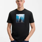 Boss Cotton-Jersey T-Shirt With Printed Artwork Black