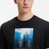 Boss Cotton-Jersey T-Shirt With Printed Artwork Black