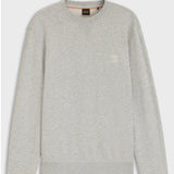 Boss Cotton-Terry Sweatshirt With Logo Patch In Light Grey