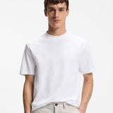 Boss Interlock-Cotton T-Shirt With Embroidered Logo White