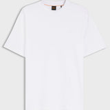 Boss Interlock-Cotton T-Shirt With Embroidered Logo White