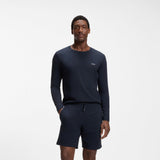 Boss Long-Sleeved Top Dark Blue In Stretch Cotton With Embroidered Logo