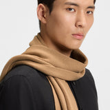Boss Raschel-Knit Scarf In Virgin Wool Beige
