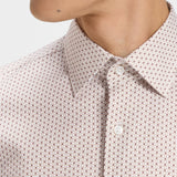 Boss Slim-Fit Beige Shirt In Printed Cotton Twill