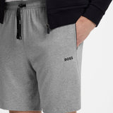 Boss Stretch-Cotton Shorts With Embroidered Logo Grey