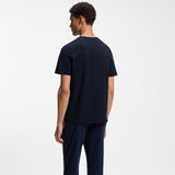 Boss Stretch-Cotton T-Shirt With Embroidered Logo Dark Blue