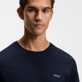 Boss Stretch-Cotton T-Shirt With Embroidered Logo Dark Blue