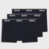 Boss Stretch-Cotton Trunks With Repeat Logos Dark Blue