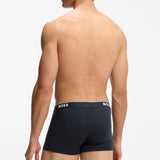 Boss Stretch-Cotton Trunks With Repeat Logos Dark Blue