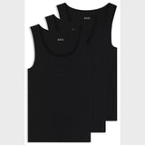 Boss Three-Pack Of Embroidered-Logo Black Tank Tops In Cotton