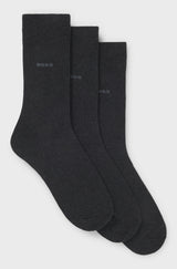 Boss Three-Pack Of Grey Regular-Length Socks in Stretch Fabric