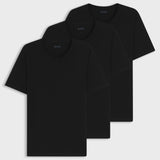 Boss Three-Pack Of Logo-Embroidered Black T-Shirts In Cotton