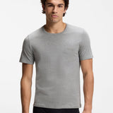 Boss Three-Pack Of Logo-Embroidered T-shirts In Black Grey White Cotton