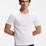 Boss Three-Pack Of Logo-Embroidered T-shirts In Black Grey White Cotton