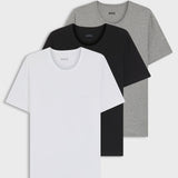 Boss Three-Pack Of Logo-Embroidered T-shirts In Black Grey White Cotton