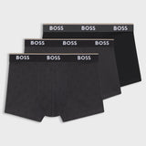 Boss Three-Pack Of Logo-Waistband Trunks In Stretch Cotton