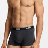 Boss Three-Pack Of Logo-Waistband Trunks In Stretch Cotton