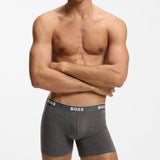 Boss Three-Pack Of Stretch-Cotton Boxer Briefs With Logos