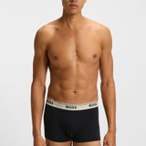Boss Three-Pack Of Stretch-Cotton Trunks With Logo Waistbands