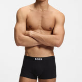 Boss Three-Pack Of Stretch-Cotton Trunks With Logo Waistbands In Light Grey