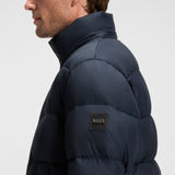 BOSS Water-repellent jacket with logo badge in Dark Blue