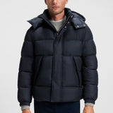 BOSS Water-repellent jacket with logo badge in Dark Blue