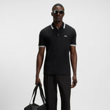 Boss Paddy Polo Black Shirt In Cotton Piqué