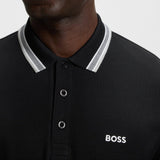 Boss Paddy Polo Black Shirt In Cotton Piqué