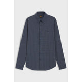 Boss Regular-Fit Shirt In Checked Stretch-Cotton Dobby Blue Patterned