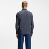 Boss Regular-Fit Shirt In Checked Stretch-Cotton Dobby Blue Patterned