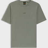 Boss Stretch-Cotton T-shirt With Contrast Logo Grey